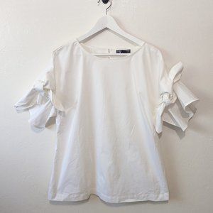 A Pea in the Pod White Relaxed Fit Tie Sleeve Maternity Top Size Small